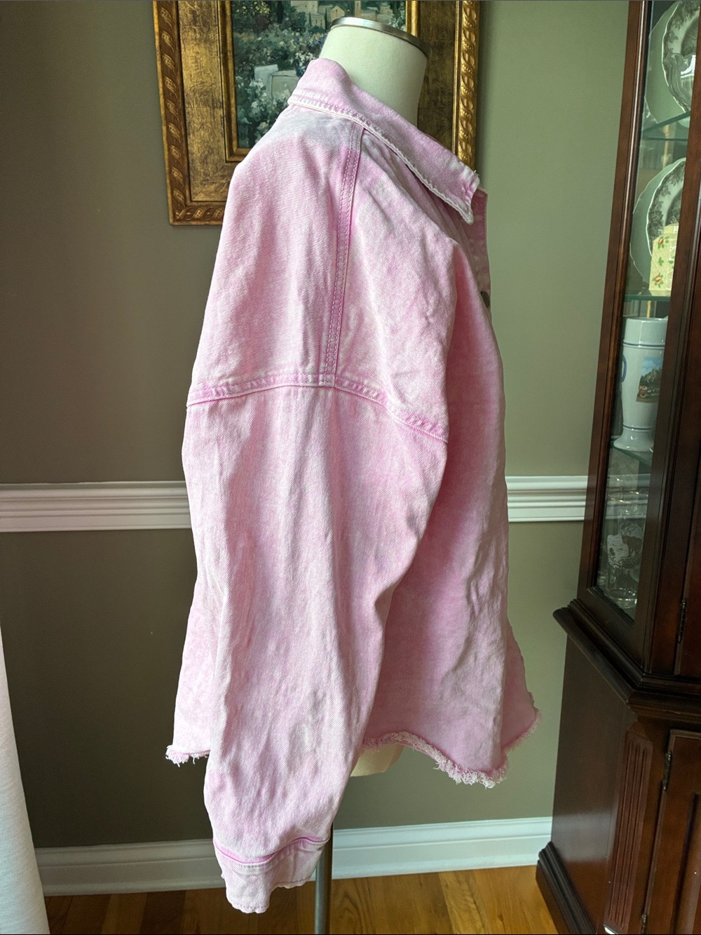 Celebrity Pink Acid Washed Oversized Denim Shacket Size Medium - Picture 4 of 8